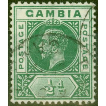 Gambia 1912 1/2d Dp Green SG86var Deformed B in GAMBIA V.F.U 