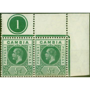 Gambia 1912 1/2d Dp Green SG86var Malformed 2nd A in Gambia in a Fine MNH Pl 1 Pair 