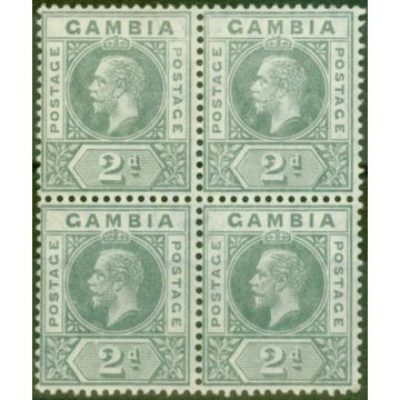 Gambia 1912 2d Greyish Slate SG89var Break in Value Tablet in a V.F VLMM Block of 4 