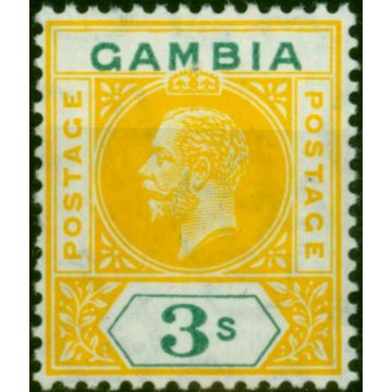 Gambia  1912 3s Yellow-Green SG101 Fine MM 