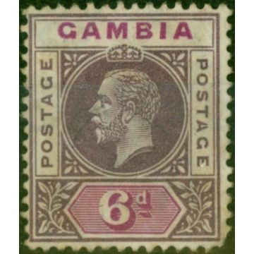 Gambia 1912 6d Dull & Bright Purple SG94a 'Split A' Good Used