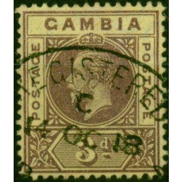 Gambia 1918 3d on Lemon SG91a Fine Used 
