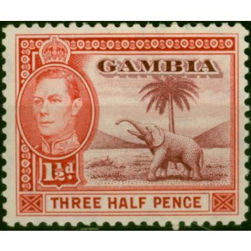 Gambia 1938 1 1/2d Brown-Lake & Bright Carmine SG152 Fine LMM