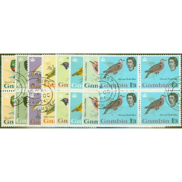 Gambia 1963 Birds set of 8 to 1s3d SG193-201 in Superb Used Blocks of 4 Ex-3d