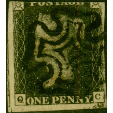 GB 1840 1d Penny Black Grey-Black SG3 Pl. 10 (Q-C) Fine Used Black MX 