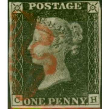 GB 1840 1d Penny Black Grey-Black SG3 Pl. 2 (C-H) Fine Used 4 Red MX 
