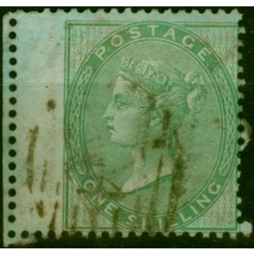GB 1856 1s Pale Green SG73a 'Azure Paper' Fine Used Winged Margin Example with Good 'Blueing' 