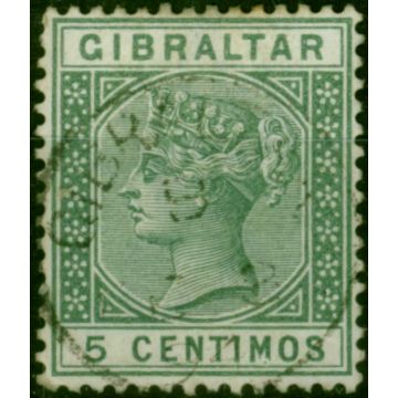 Gibraltar 1889 5c Green SG22a 'Broken M' Fine Used CDS 