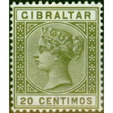 Gibraltar 1896 20c Olive-Green & Brown SG24 Fine & Fresh LMM (2)