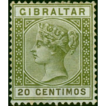 Gibraltar 1896 20c Olive-Green & Brown SG24 Fine MM 