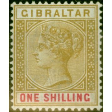 Gibraltar 1898 1s Bistre & Carmine SG45 Fine & Fresh Mtd Mint 