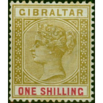 Gibraltar 1898 1s Bistre & Carmine SG45 Fine MM 