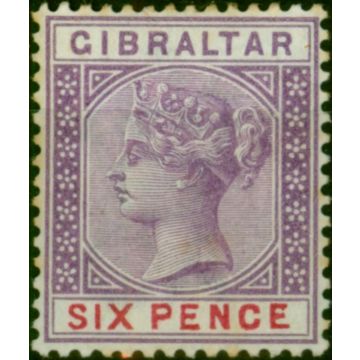 Gibraltar 1898 6d Violet & Red SG44 Good MM 