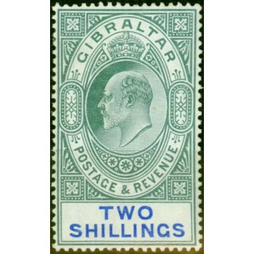 Gibraltar 1905 2s Green & Blue SG62 Fine & Fresh Lightly Mtd Mint