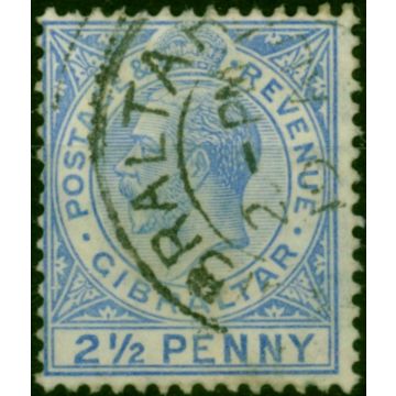 Gibraltar 1921 2 1/2d Bright Blue SG94 Fine Used 