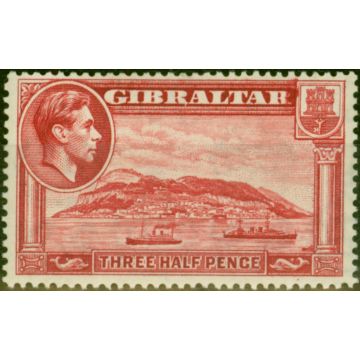 Gibraltar 1938 1 1/2d Carmine SG123 P.14 Fine Mtd Mint (2)