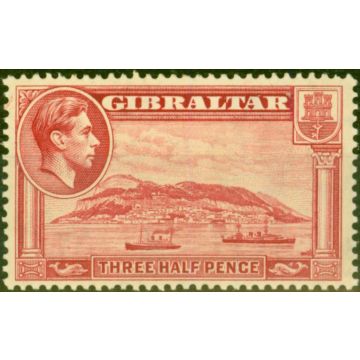 Gibraltar 1938 1 1/2d Carmine SG123a P.13.5 Good Mtd Mint
