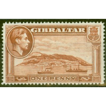 Gibraltar 1938 1d Yellow-Brown SG122 P.14 Fine Lightly Mtd Mint 
