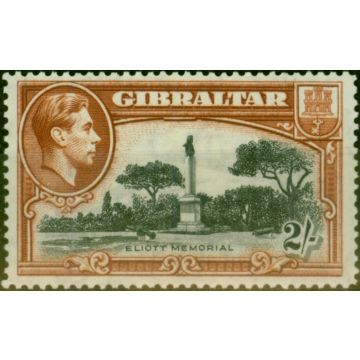Gibraltar 1938 2s Black & Brown SG128 P.14 Good Lightly Mtd Mint