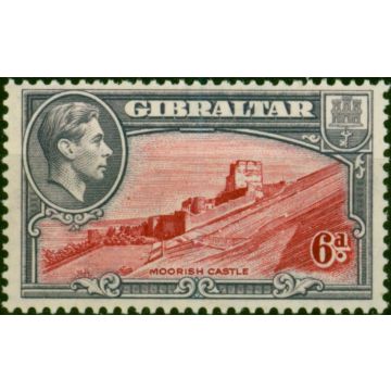 Gibraltar 1942 6d Carmine & Grey-Violet SG126b P.13 Fine MNH 