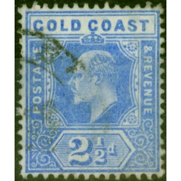 Gold Coast 1907 2 1/2d Blue SG62Var in partial Repaired State Good Used Scarce 