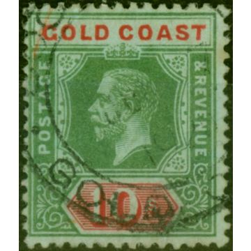Gold Coast 1916 10s on Blue-Green Olive Back SG83a Fine Used