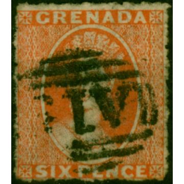 Grenada 1866 6d Dull Orange-Red SG8 Wmk Sideways Fine Used 
