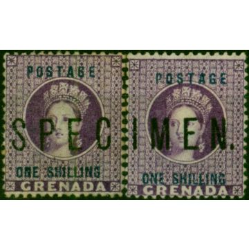 Grenada 1875 1s Dp Mauve SG13 2 x Singles Forming Pair Specimen Opt Fine & Fresh Unused Scarce 