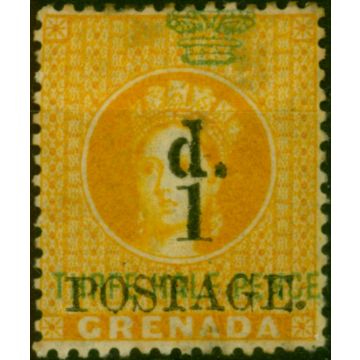 Grenada 1886 1d on 1 1/2d Orange SG37c 'THRFE' Error Fine MM 
