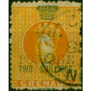 Grenada 1888 4d on 2s Orange SG43b 'Wide Space' Fine Used 