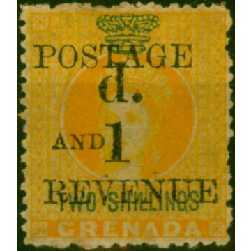 Grenada 1890 1d on 2s Orange SG44 Good MM 