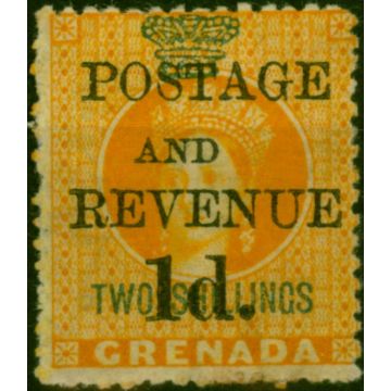 Grenada 1891 1d on 2s Orange SG45 Fine MM (2)