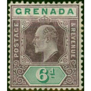 Grenada 1906 6d Purple & Green SG72ba 'Damaged Frame & Crown' Fine MM Scarce 