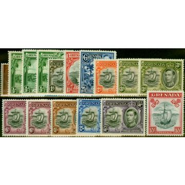 Grenada 1938-47 Extended Set of 15 SG152-163F Fine Lightly Mtd Mint