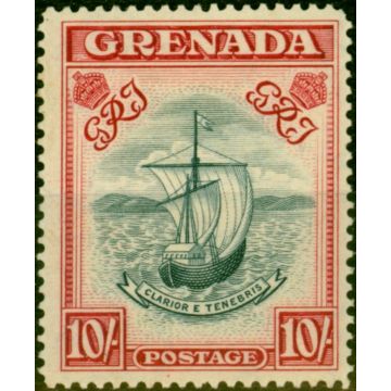 Grenada 1943 10s Steel Blue & Brt Carmine SG163B P.14 Narrow Fine MNH 