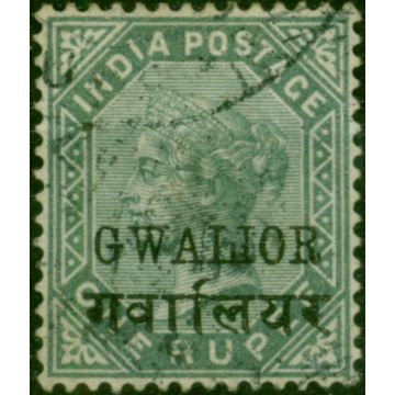 Gwalior 1889 1R Slate SG33c 15mm Fine Used (2) 