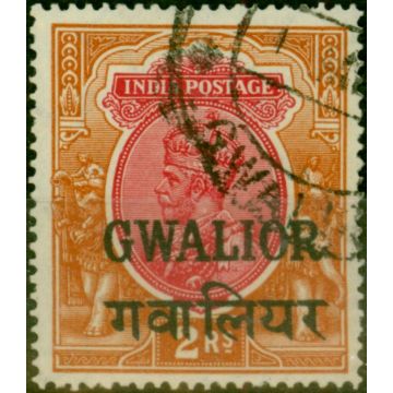 Gwalior 1928 2R Carmine & Orange SG97w Wmk Inverted Fine Used 