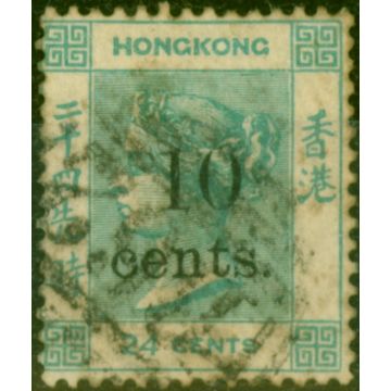 Hong Kong 1880 10c on 24c Green SG27 Good Used 