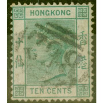 Hong Kong 1884 10c Dp Blue-Green SG37 Fine Used 