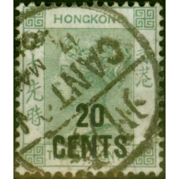 Hong Kong 1892 20c on 30c Grey-Green SG45a Good Used