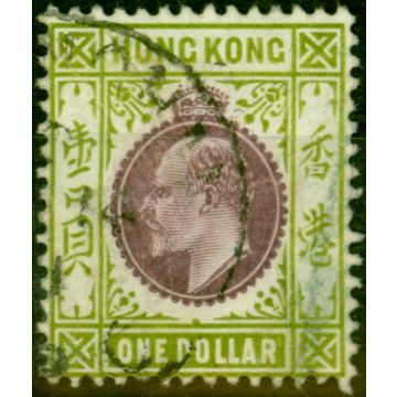 Hong Kong 1904 $1 Purple & Sage-Green SG86 Fine Used (2)