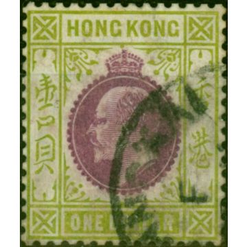 Hong Kong 1904 $1 Purple & Sage-Green SG86 Fine Used (3)