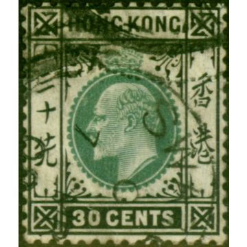 Hong Kong 1904 30c Dull Green & Black SG84 Fine Used