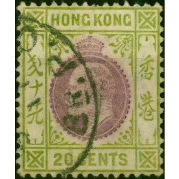 Hong Kong 1911 20c Purple & Sage-Green SG96 Fine Used (2)
