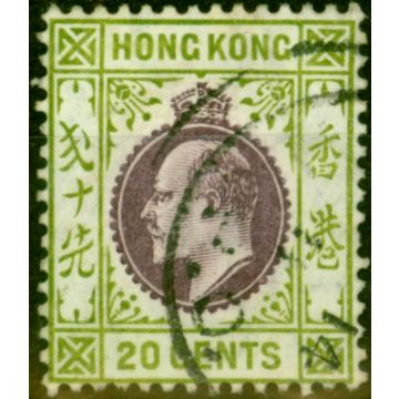 Hong Kong 1911 20c Purple & Sage-Green SG96 Fine Used