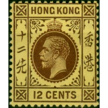 Hong Kong 1912 12c Purple-Yellow SG106 Fine MM 