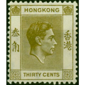 Hong Kong 1938 30c Yellow-Olive SG151 V.F MNH 