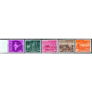 India 1959-60 set of 5 top values SG412-416 Fine Lightly Mtd Mint 