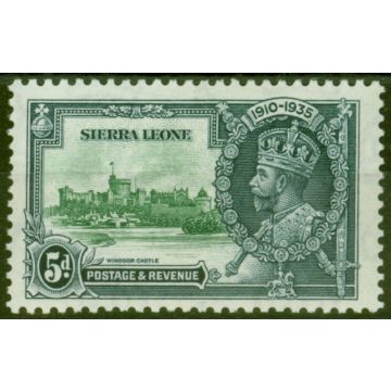 Sierra Leone 1935 5d Green & Indigo SG183a Extra Flagstaff Fine Lightly Mtd Mint