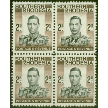 Southern Rhodesia 1937 2s Black & Brown SG50 V.F MNH & VLMM Block of 4 